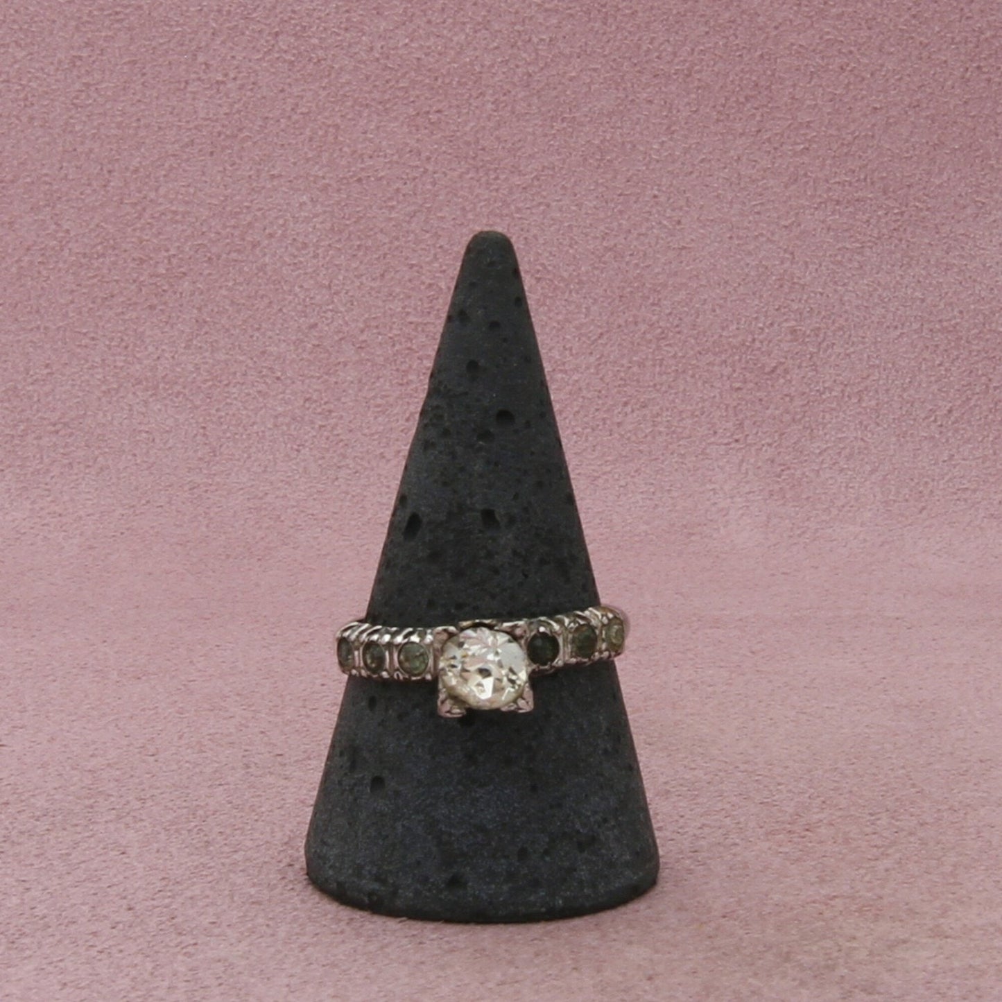 sterling silver vintage paste stone engagement ring size 10