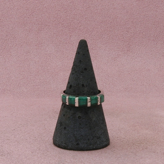 sterling silver malachite stack band ring size 7