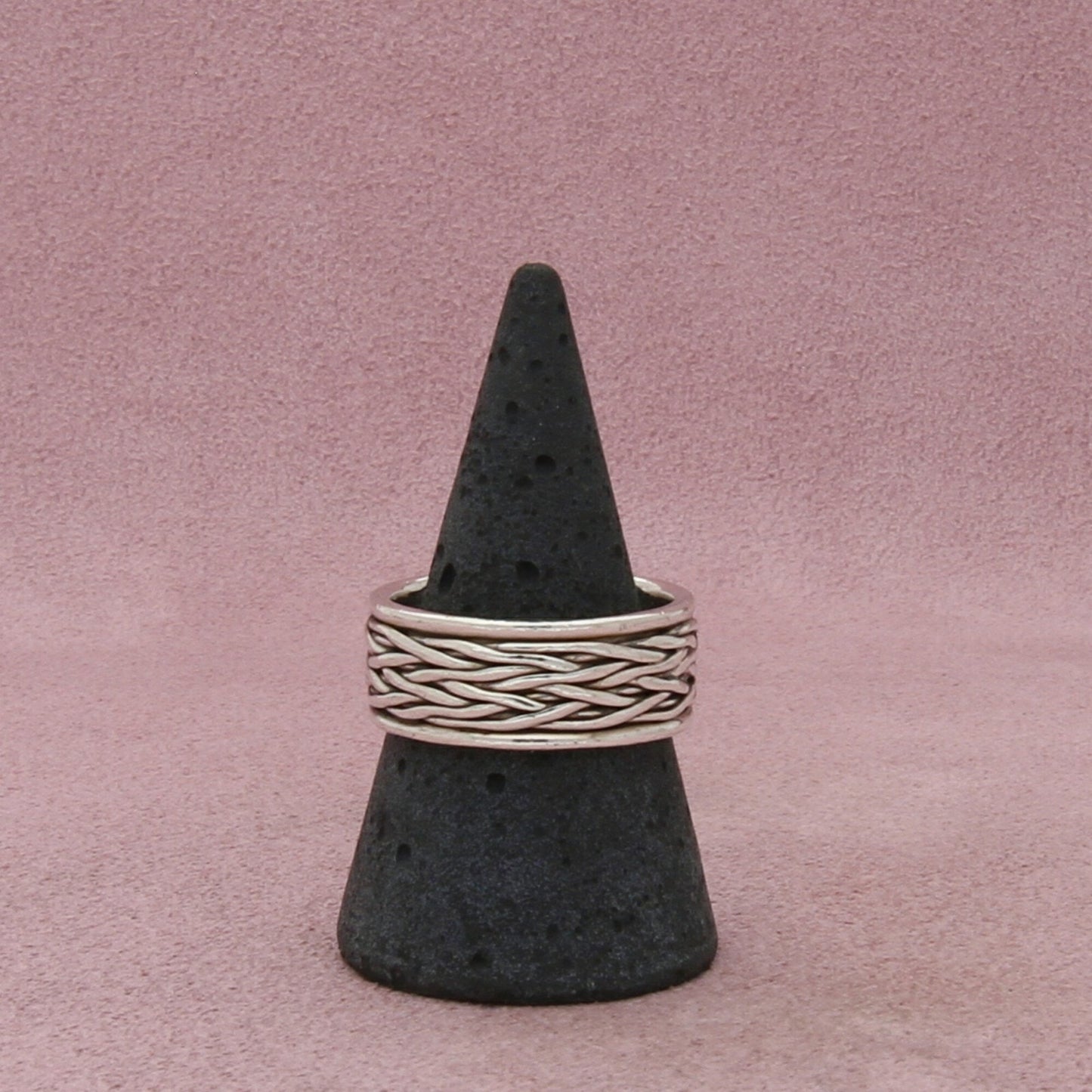 sterling silver mens 9mm woven band ring size 10