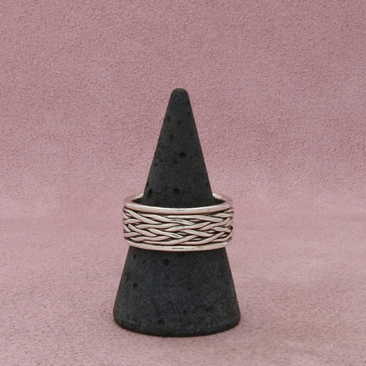sterling silver mens 9mm woven band ring size 10