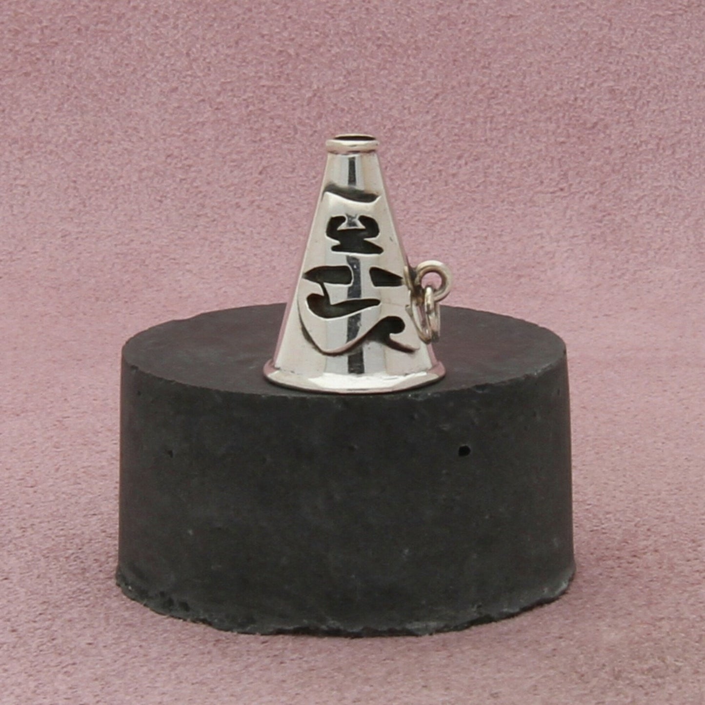 sterling silver vintage ehs cheerleader megaphone charm pendant
