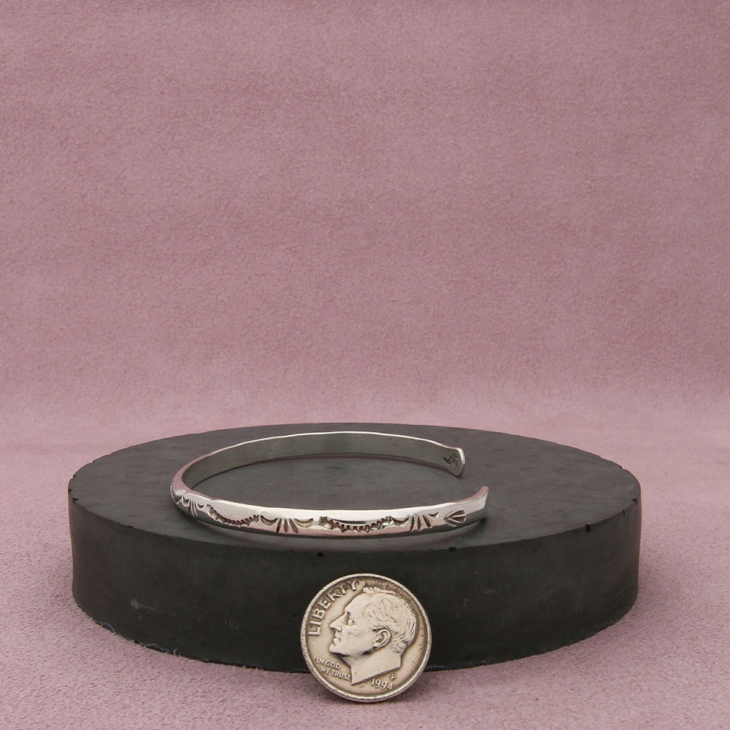 navajo sterling silver vintage stamped cuff bracelet size 6.75in
