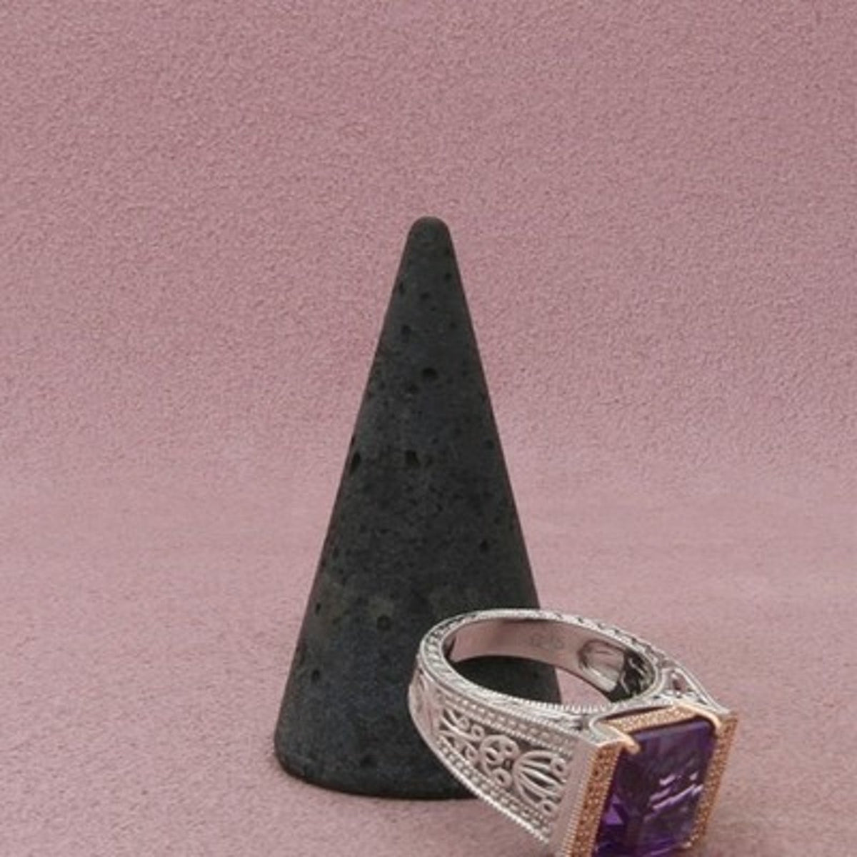 Dallas Prince Sterling Silver Amethyst Two-Tone Openwork Ring Size 7