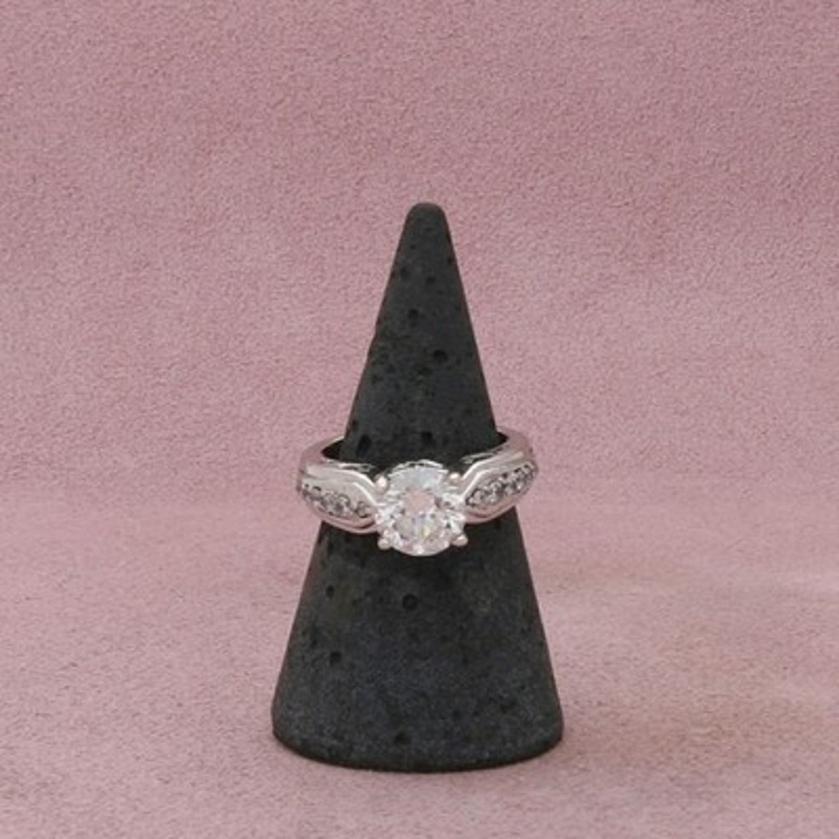 Sterling Silver Round-Cut Cz Engagement Ring Size 6