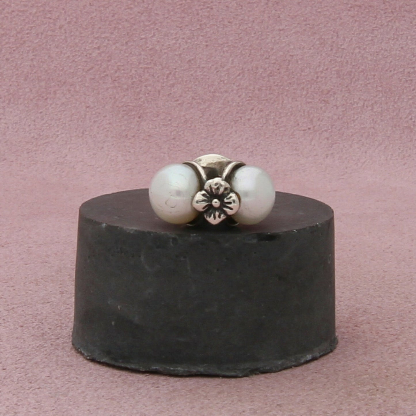 trollbeads sterling silver triple pearl floral retired bead charm