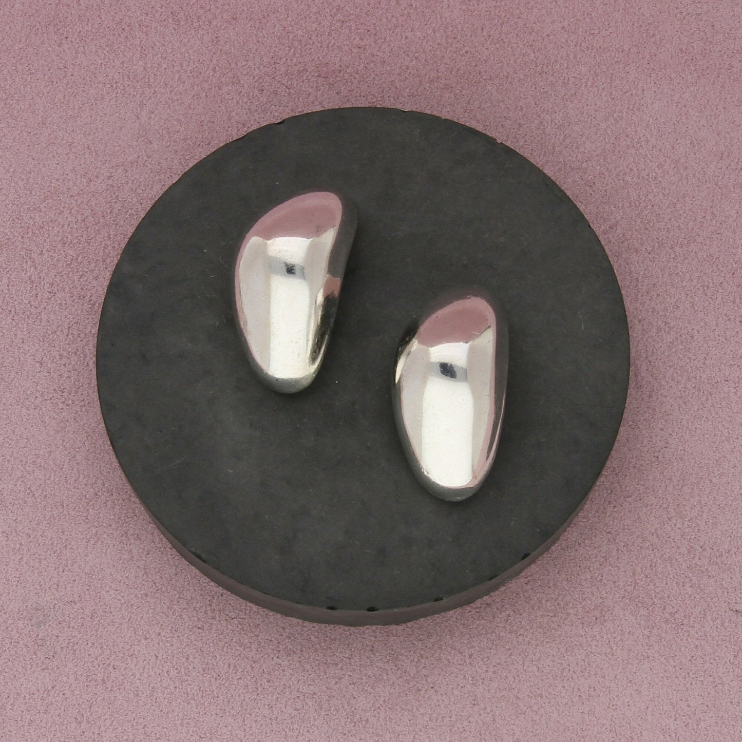 mexico sterling silver vintage modernist dome clip-on earrings