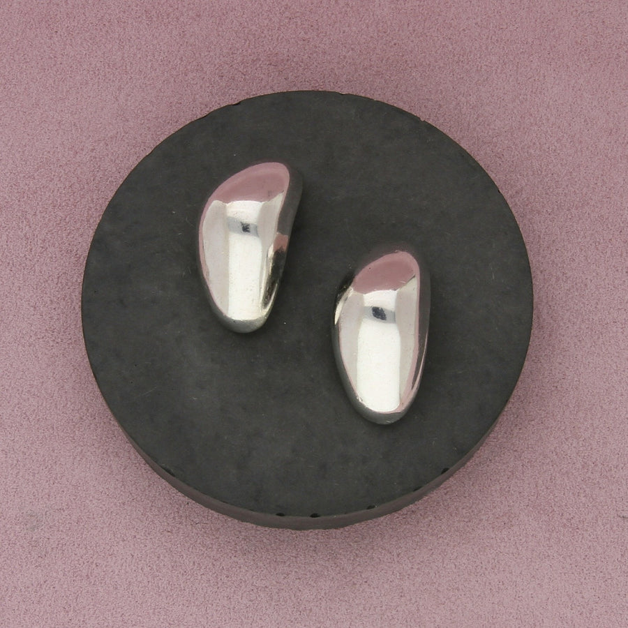 mexico sterling silver vintage modernist dome clip-on earrings