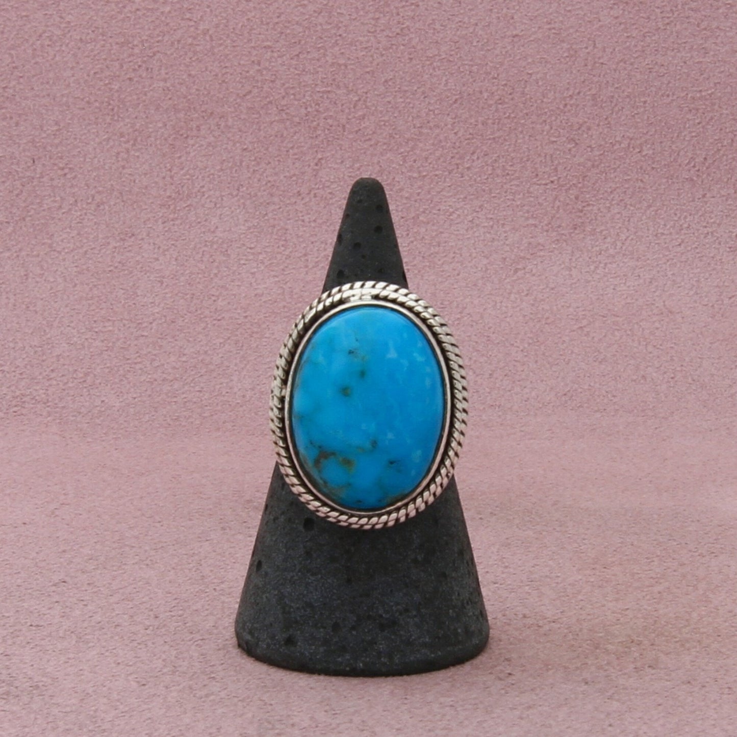 sterling silver braided turquoise cabochon ring size 7