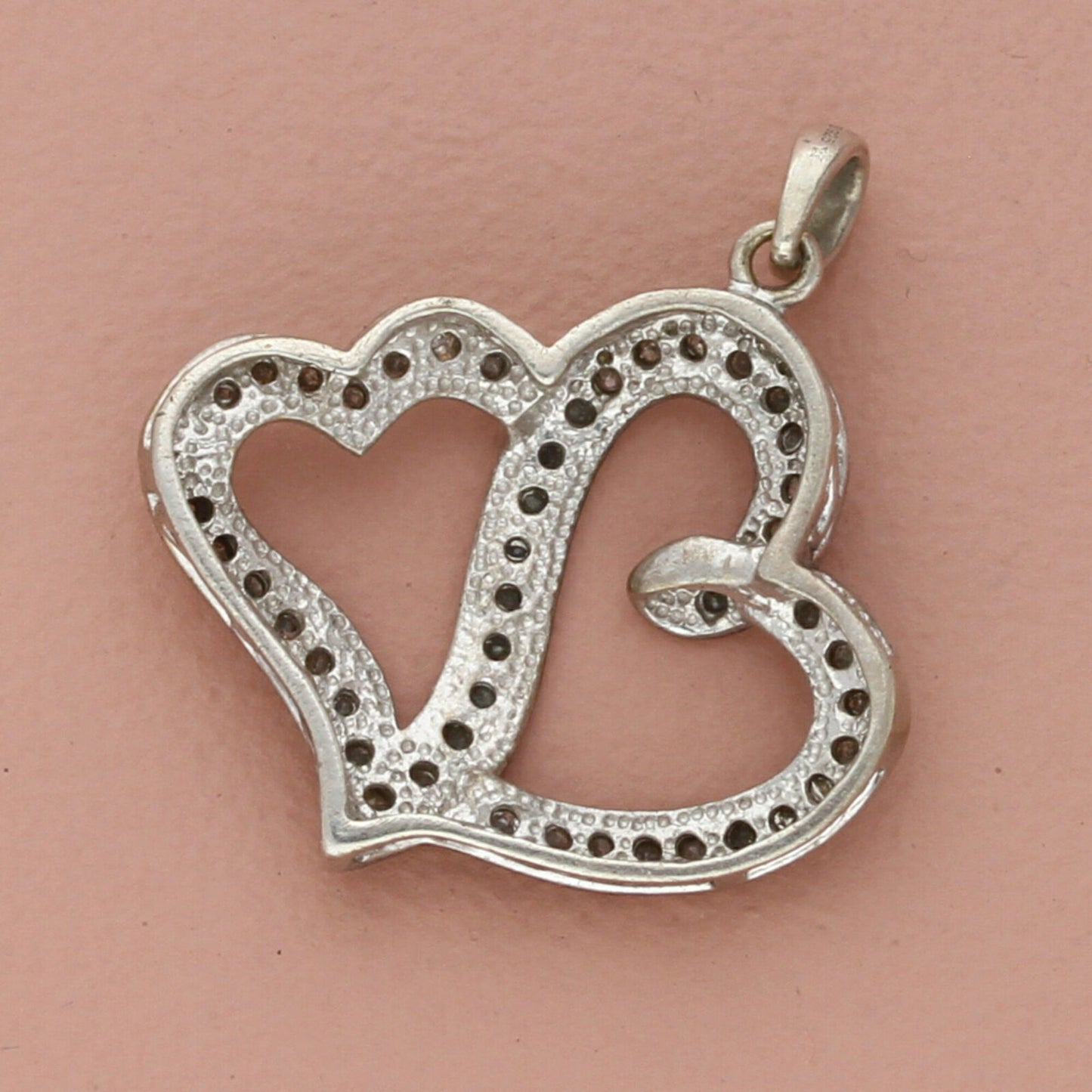 zales sterling silver diamond accent linked hearts pendant