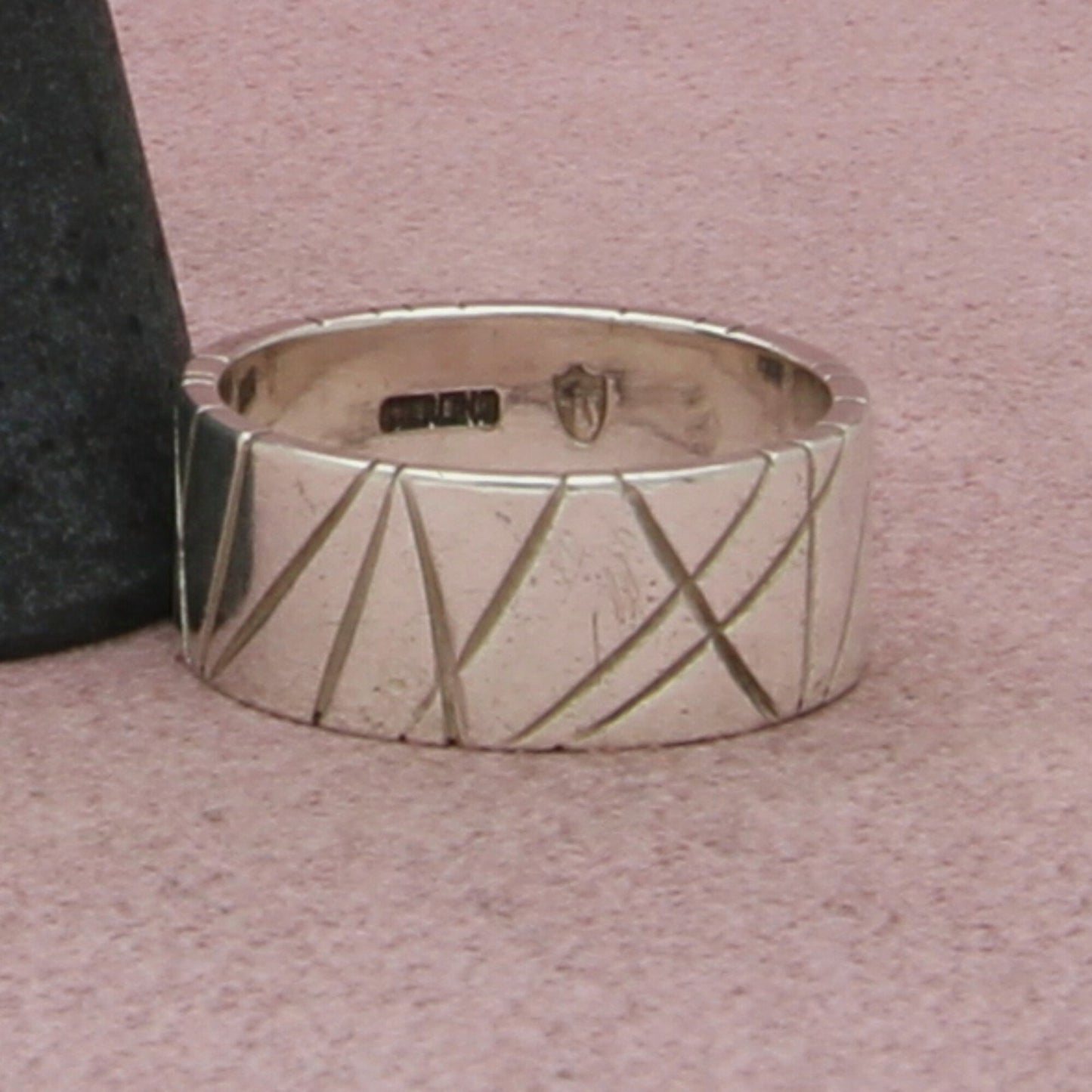 sterling silver vintage striped band ring size 8.75