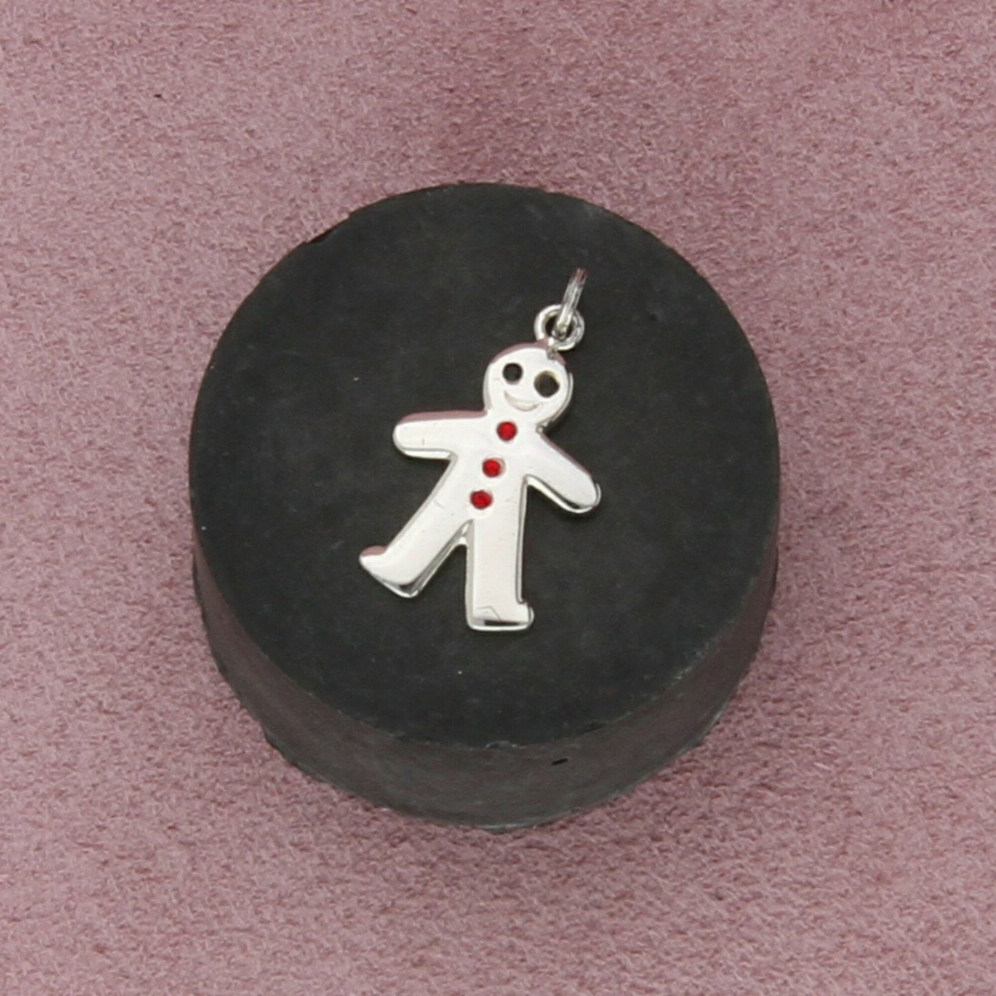 sterling silver red crystal gingerbread man charm pendant