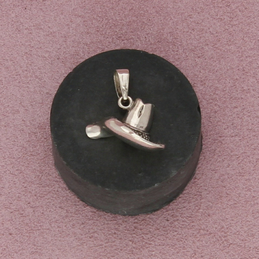 sterling silver vintage diamond-cut hat pendant