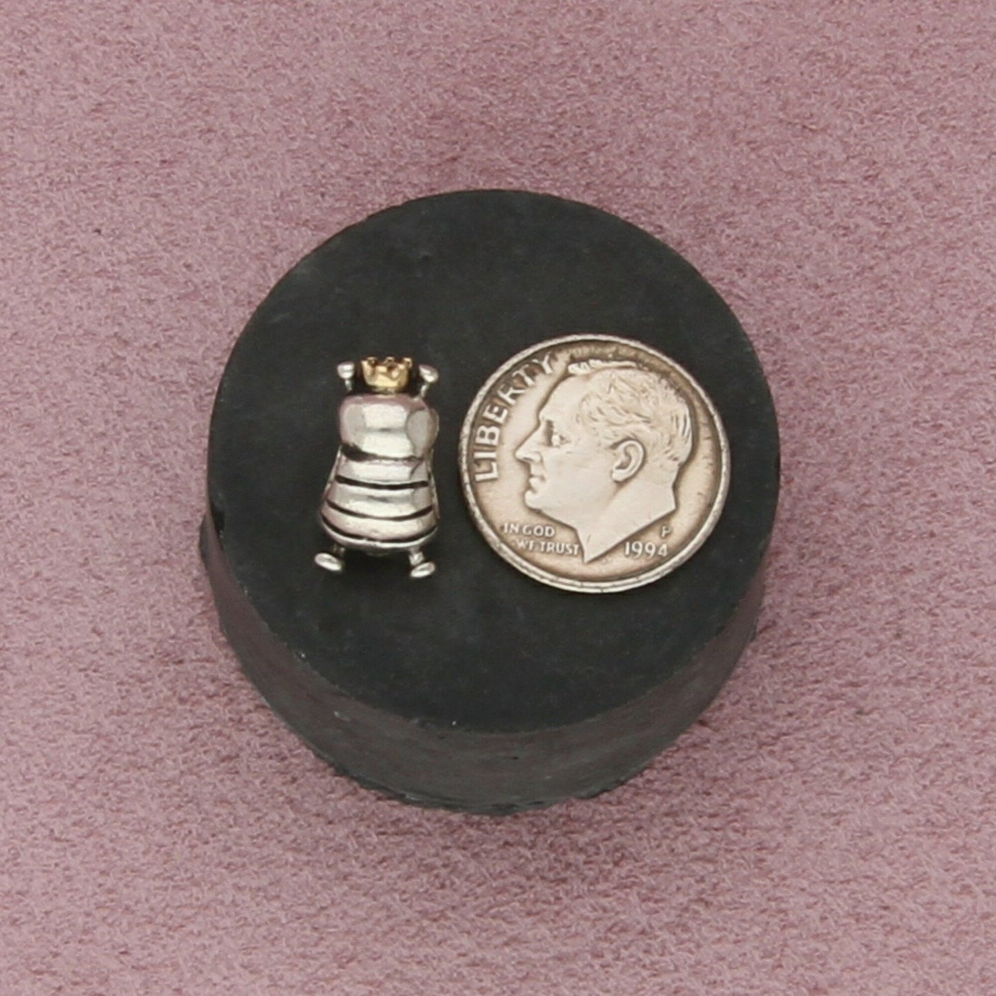 pandora sterling silver & 14k gold authentic queen bee bead (790227) charm