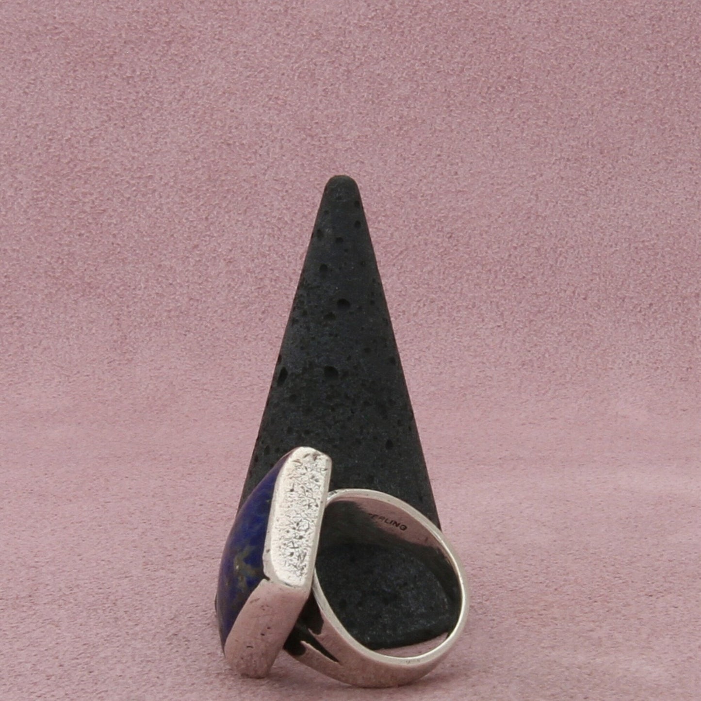 sterling silver artisan crafted bezel-set lapis lazuli square ring size 6