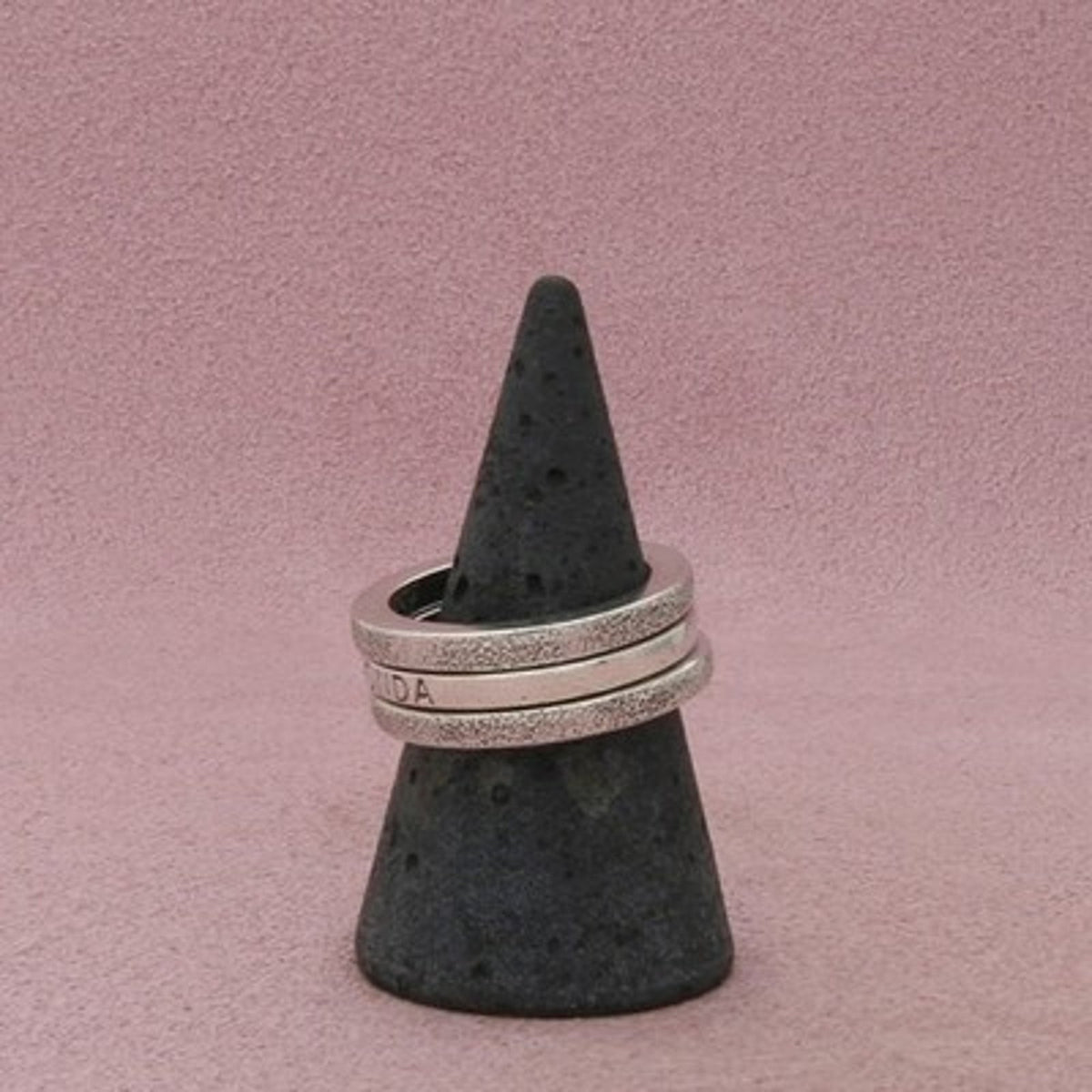 Pianegonda Sterling Silver Italy Three-Band Stack Textured Ring Size 8.5