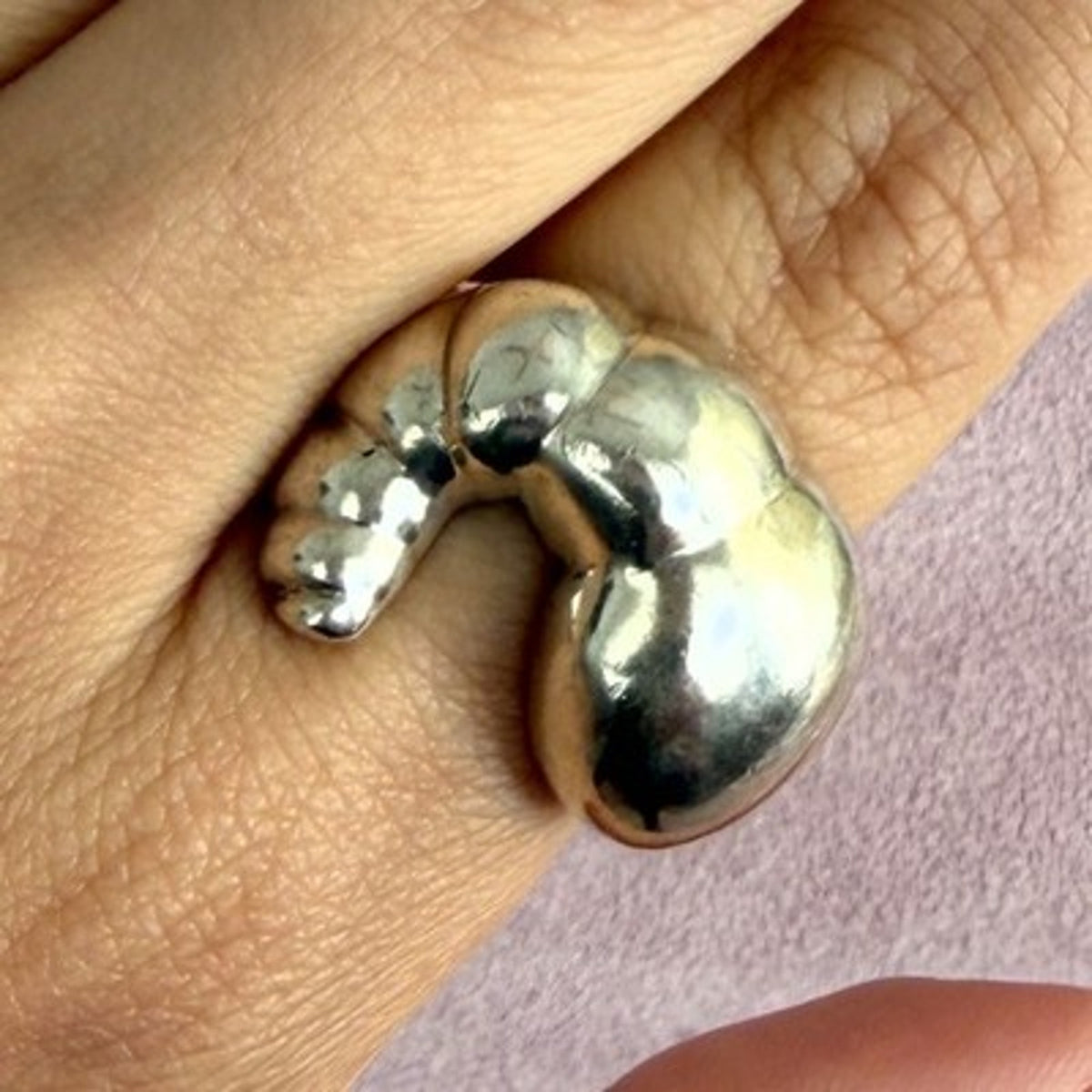 Mexico Sterling Silver Vintage Chunky Croissant Ring Size 7