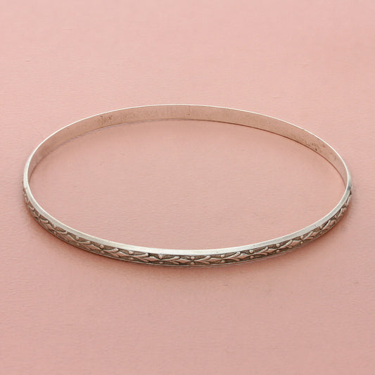 sterling silver vintage unique pattern stack bangle bracelet size 7.75in