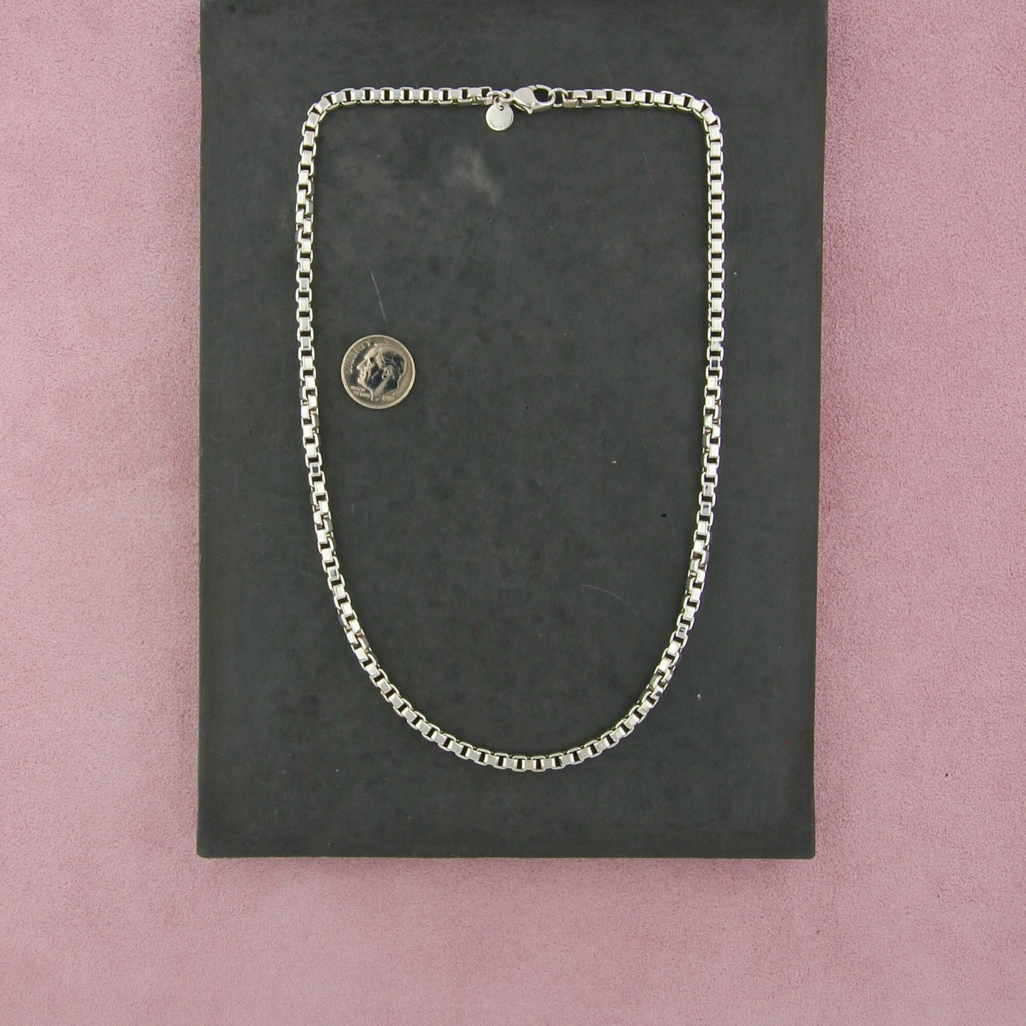 tiffany & co sterling silver venetian box chain necklace size 18in