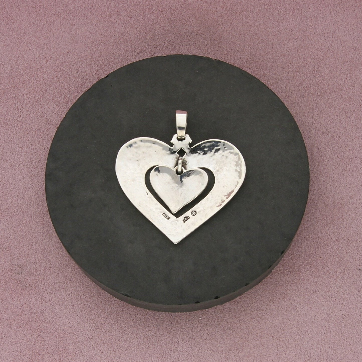 jeep collins sterling silver vintage scroll heart dangle pendant