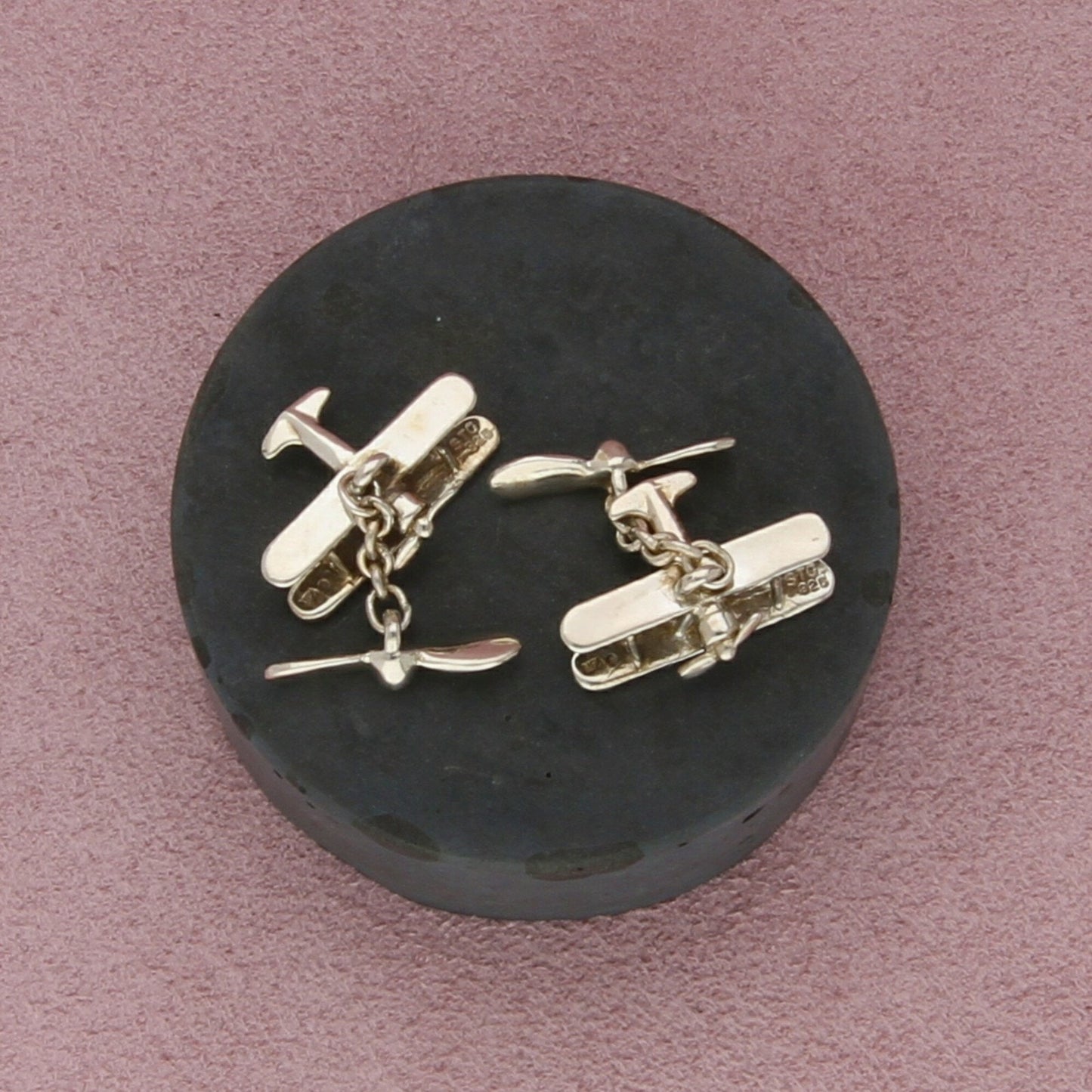 museum of fine arts sterling silver vintage bi-plane cufflinks