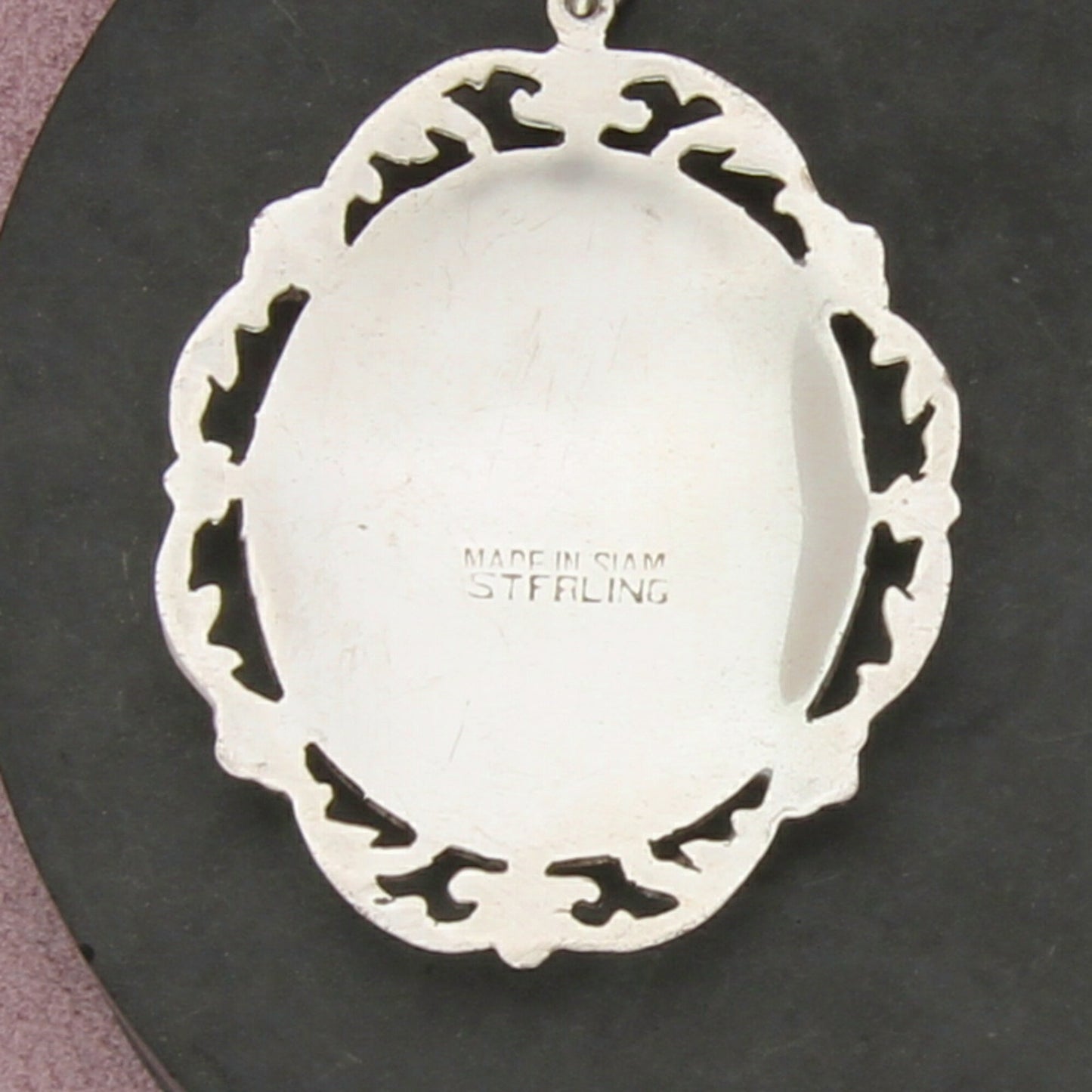 sterling silver vintage siam nielloware scroll pendant