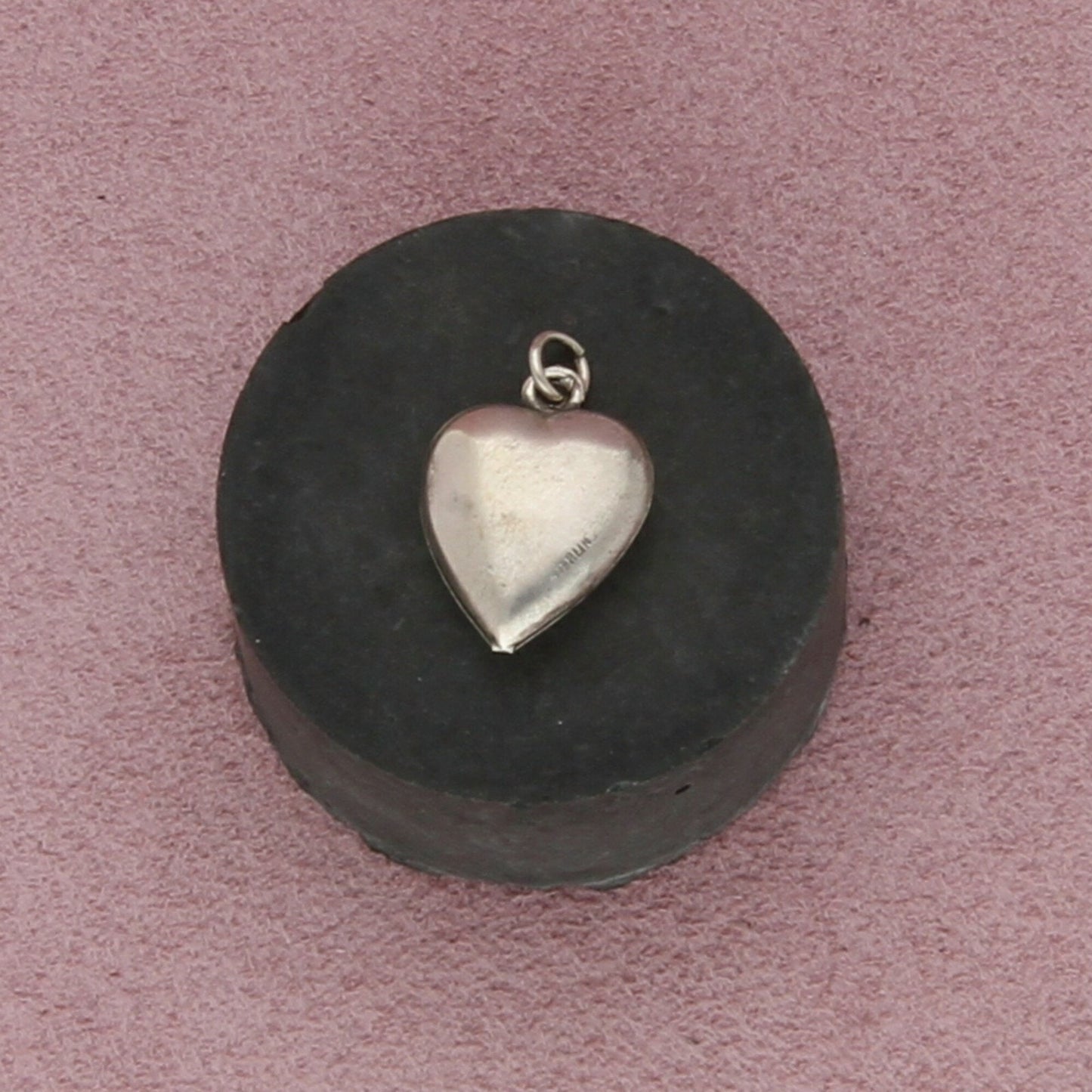 sterling silver vintage wwii grape bunch sweetheart puffy heart charm pendant