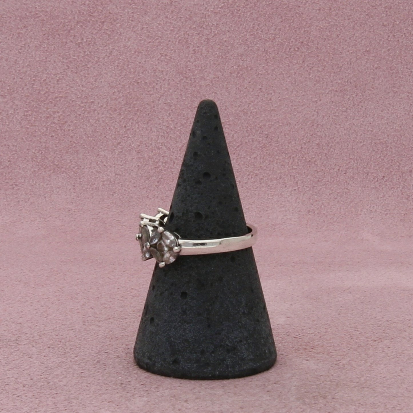 sterling silver marquise & round-cut cz ring size 7