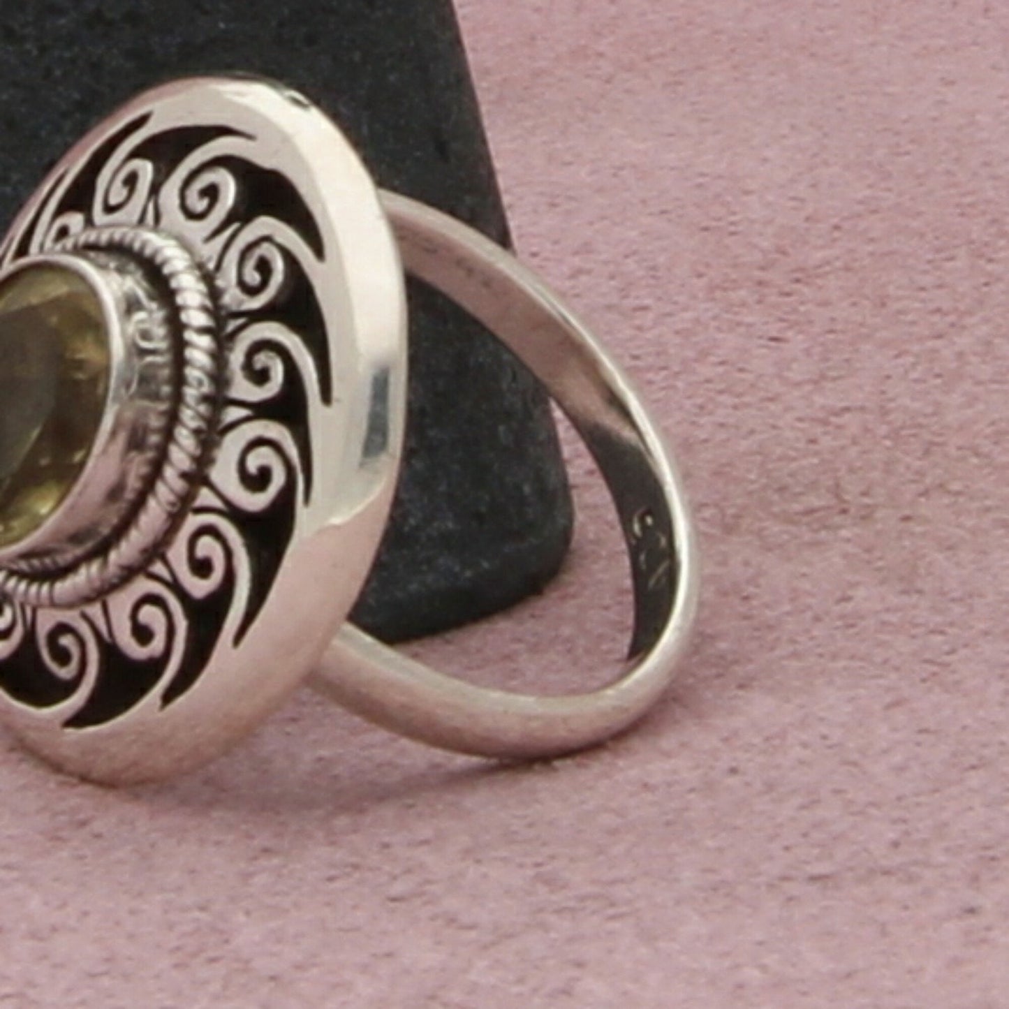sterling silver vintage braided citrine swirls ring size 8