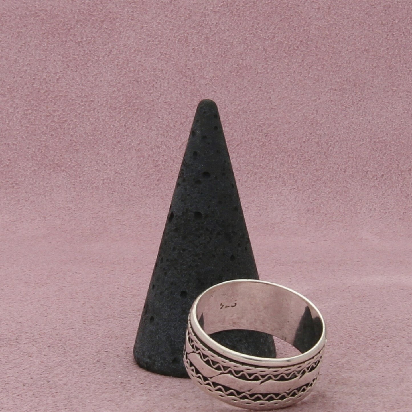 sterling silver vintage wavy stripes spinner band ring size 11.75