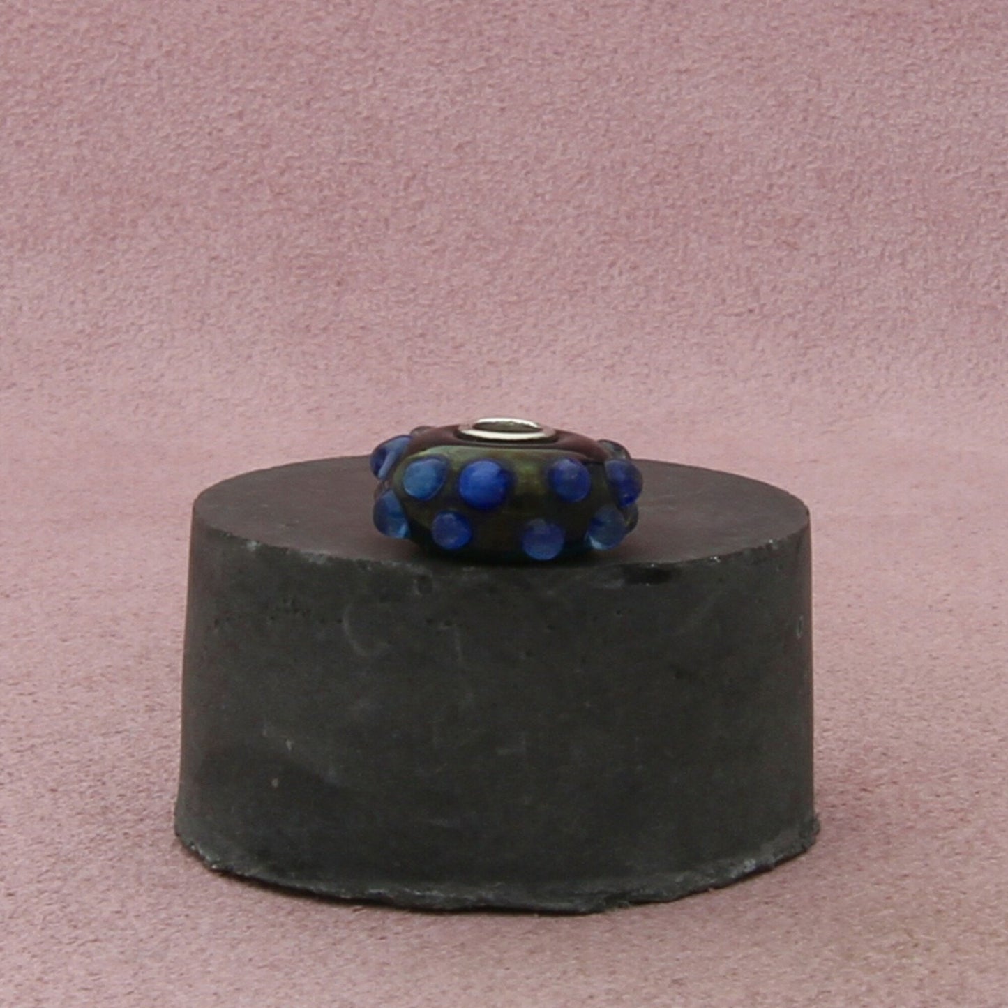 trollbeads sterling silver blue fizz cobalt blue bumpy murano glass bead charm