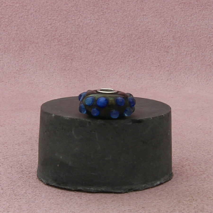 trollbeads sterling silver blue fizz cobalt blue bumpy murano glass bead charm