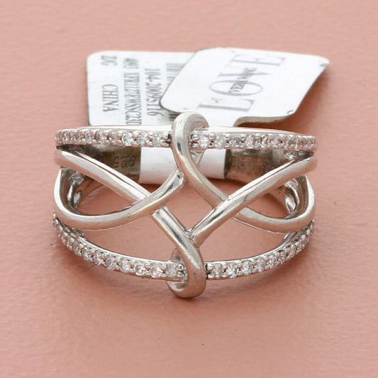 vera wang sterling silver love collection 1/4 ctw diamond knot ring size 6