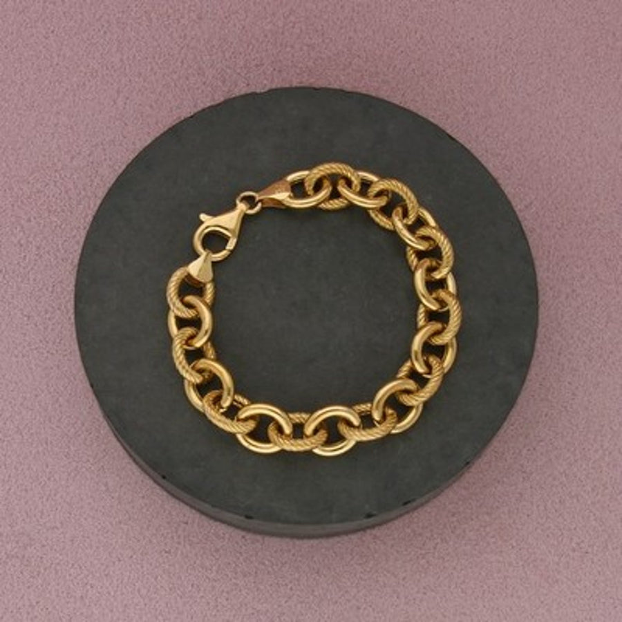 Milor Sterling Silver Gold Plate Italy Braided Cable Chain Bracelet Size 6.25in