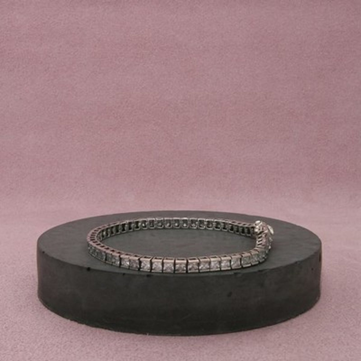 Sterling Silver Square Channel-Set C Z Tennis Bracelet Size 6.75in
