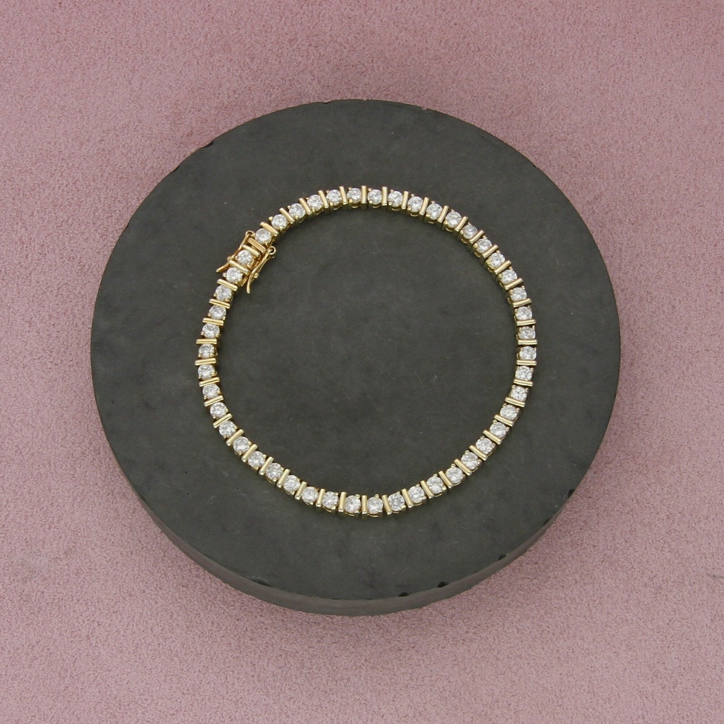 sterling silver gold plate round-cut cz tennis bracelet size 7.25in