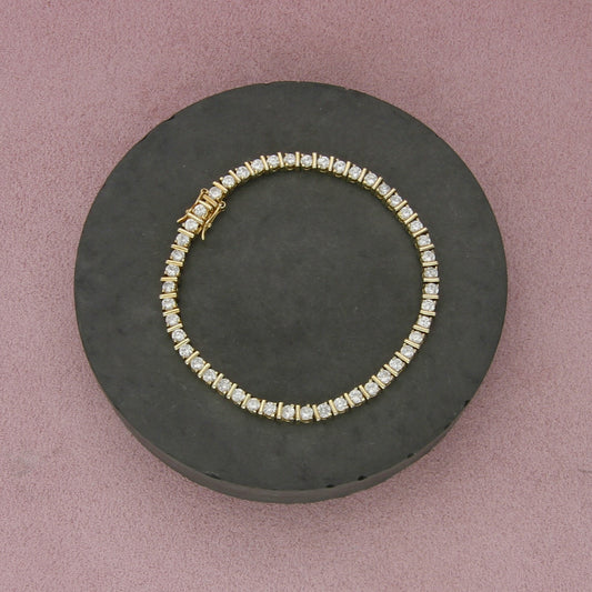 sterling silver gold plate round-cut cz tennis bracelet size 7.25in