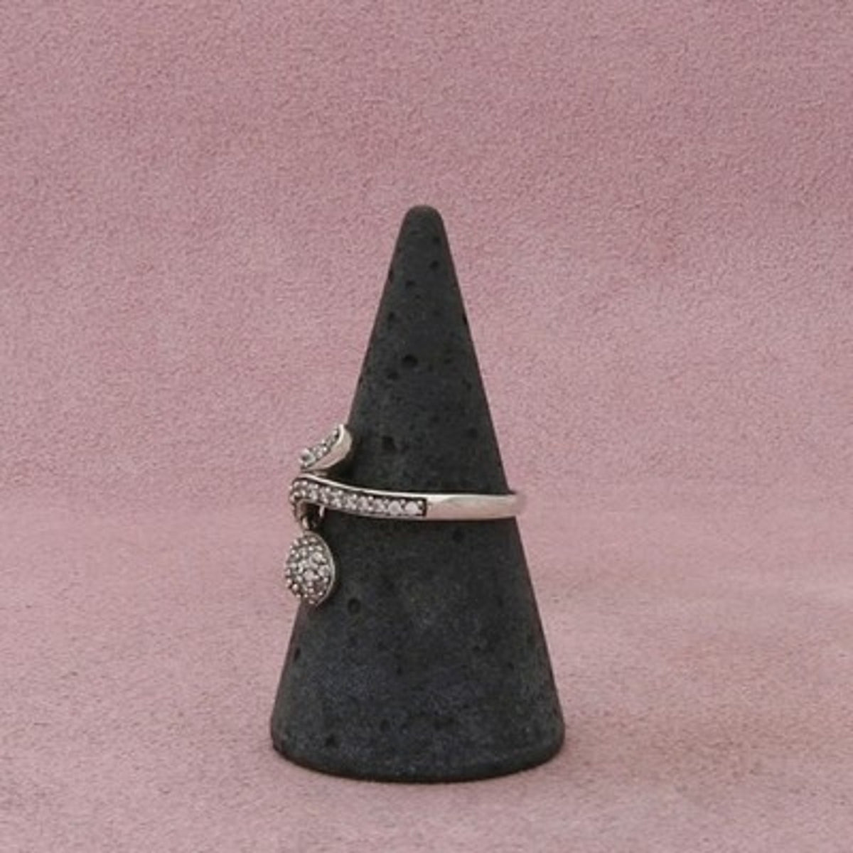 Sterling Silver Pave Cz Teardrop Dangle Ring Size 6.75