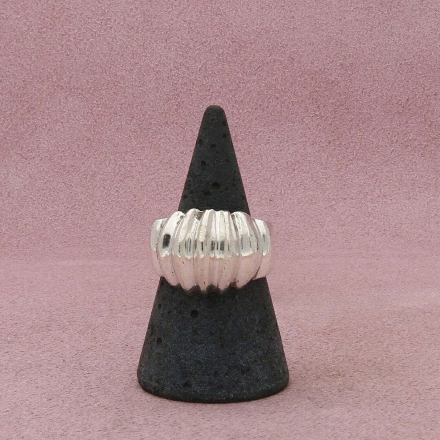 mexico sterling silver vintage scalloped dome ring size 7
