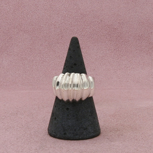 mexico sterling silver vintage scalloped dome ring size 7