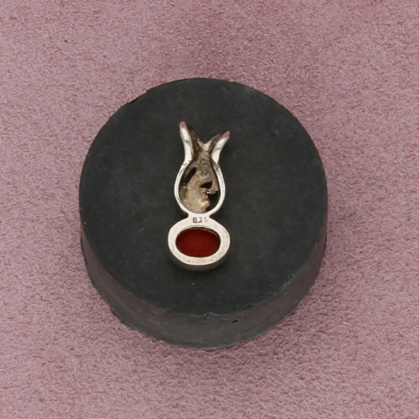 sterling silver scroll coral drop pendant