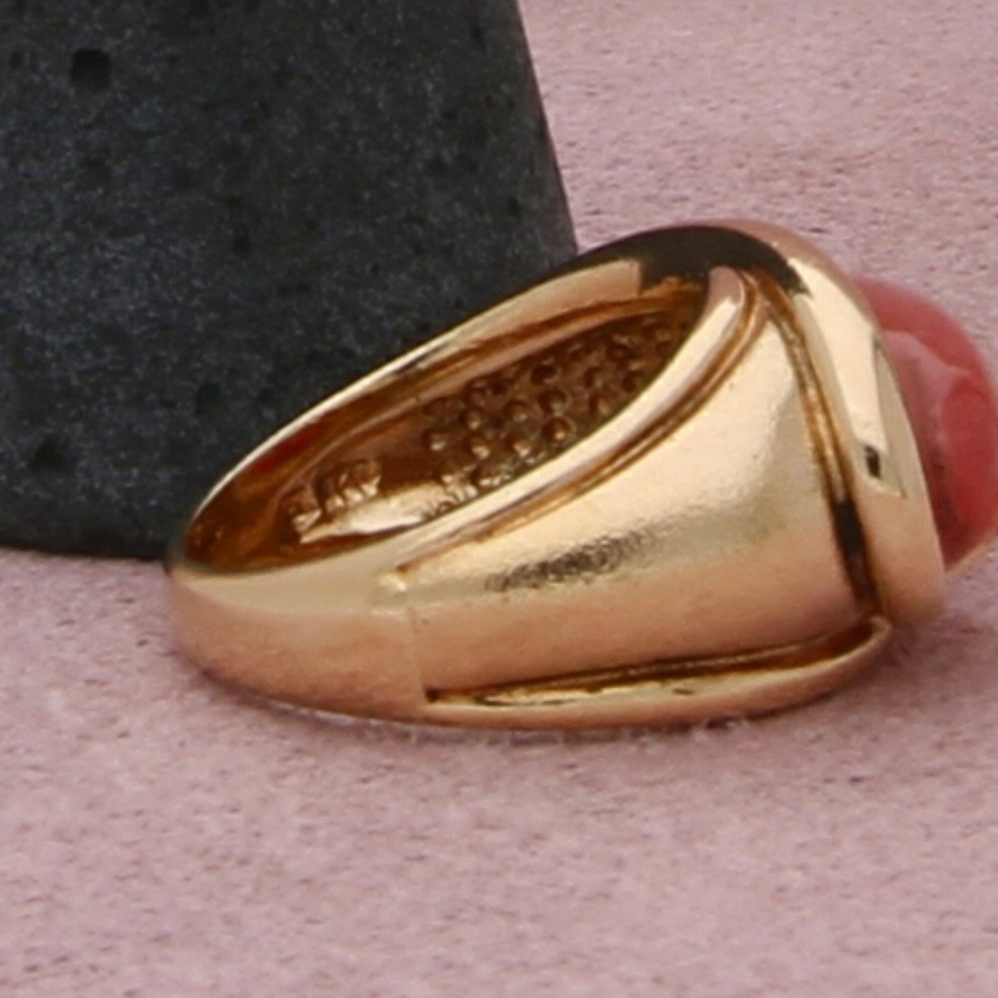 sterling silver gold plate rhodochrosite ring size 5.75