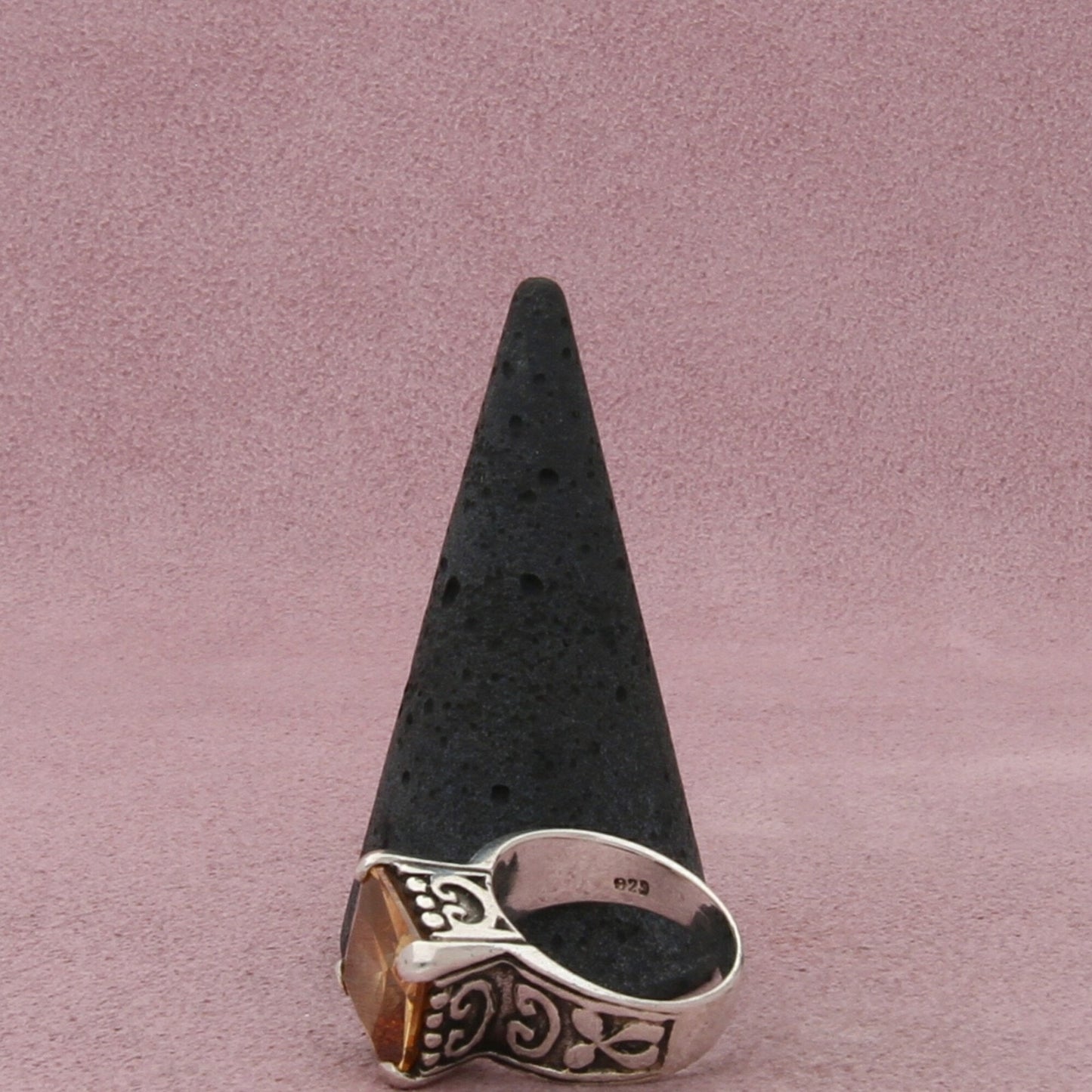 sterling silver yellow cz scroll ring size 5.75