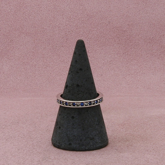 sterling silver blue & clear cz eternity stack band ring size 7.75