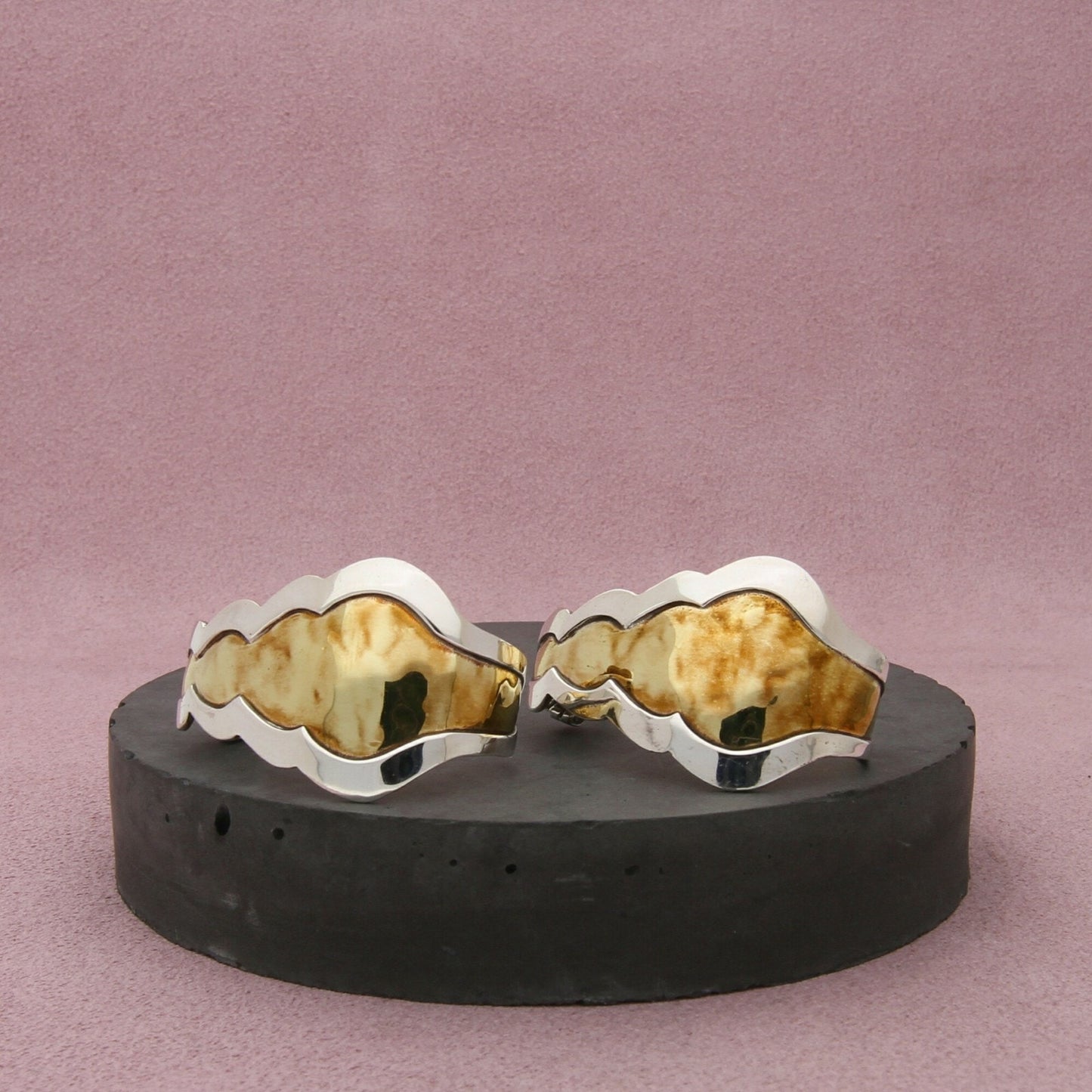 jeep collins sterling silver & brass j-hoop earrings