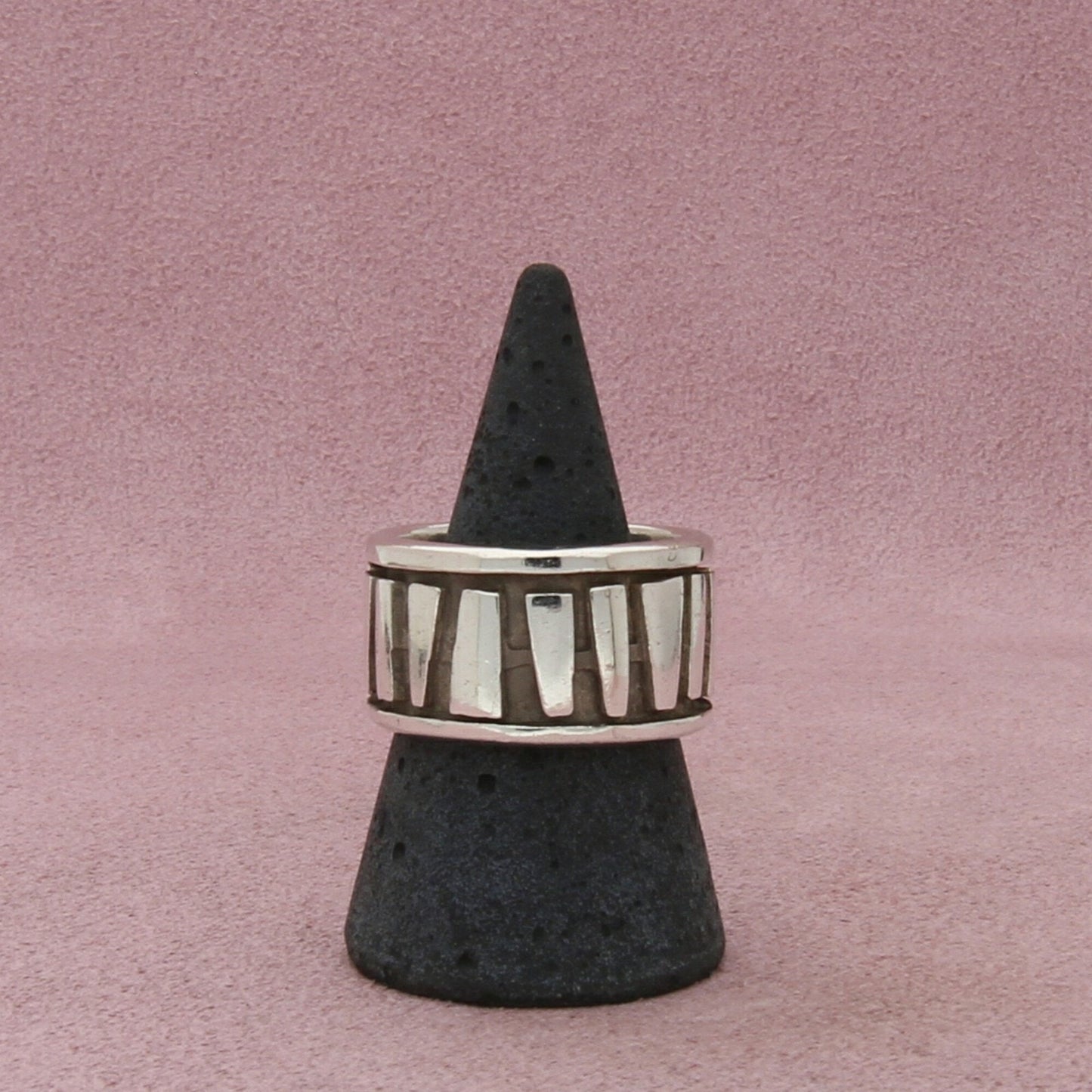 sterling silver mens vintage high quality handwrought 14mm band ring size 10.25