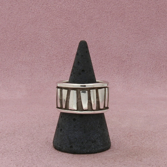 sterling silver mens vintage high quality handwrought 14mm band ring size 10.25