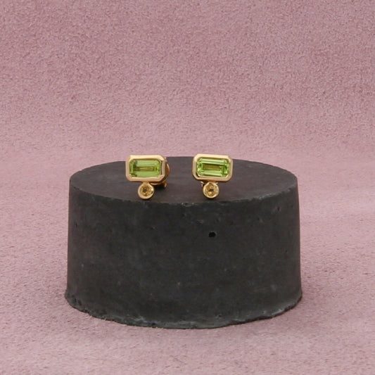 bony levy 14k yellow gold iris peridot & citrine stud earrings