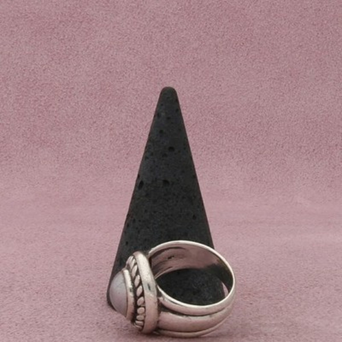 Sterling Silver Braided Grey Pearl Ring Size 7