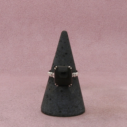 sterling silver vintage prong-set onyx ring size 6.5