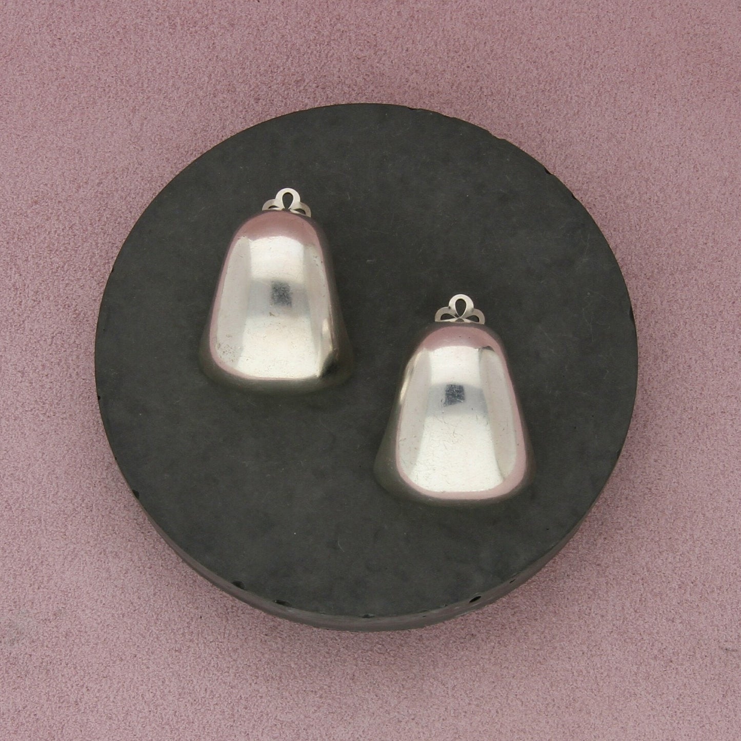sterling silver vintage electroform domed statement clip-on earrings